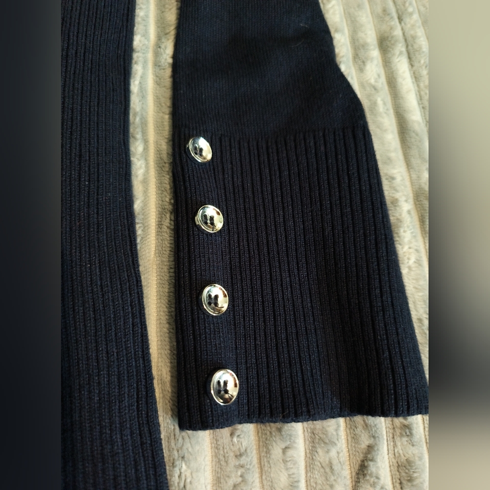 Women's 89th + Madison Size 2XL Navy Blue Open Knit Cardigan Long - Picture 8 of 9